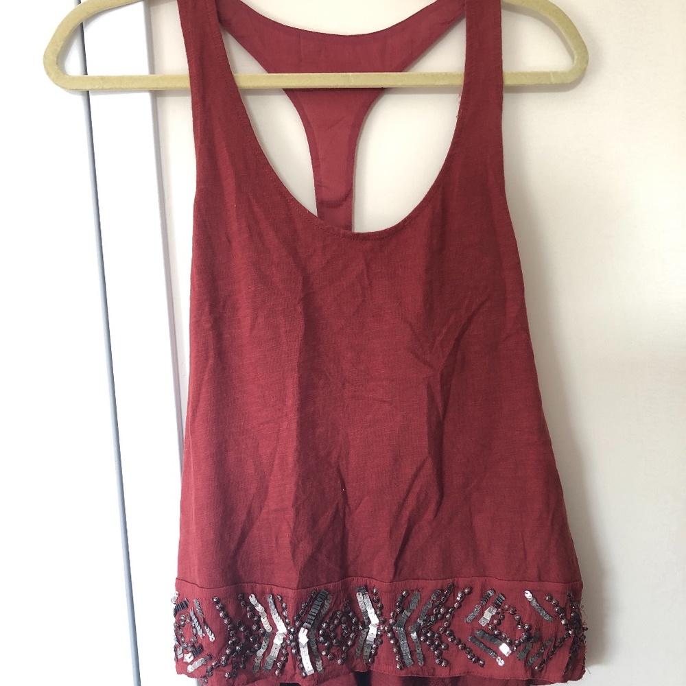 racerback tank with hand beaded detail
